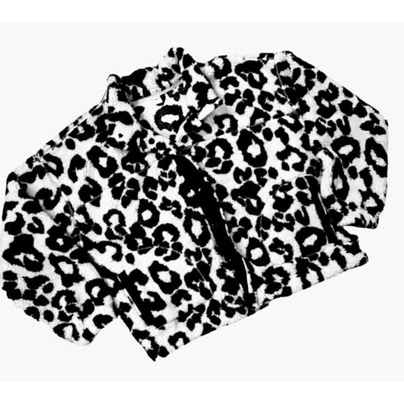 Old Navy Jackets & Blazers - Old Navy Cozy Sherpa Snap Flurry Crop Leopard Jacket Women's Sz M + Free Gift